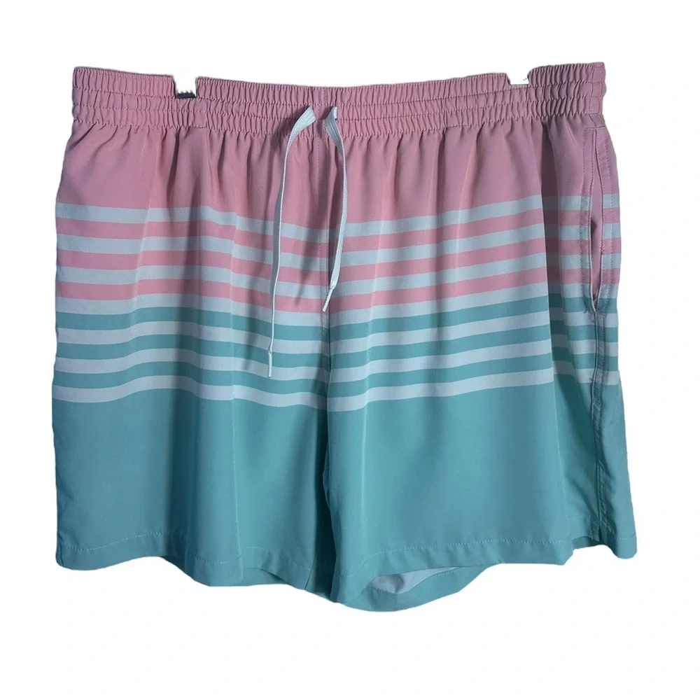 Chubbies Striped Pink and Blue Classic Swim Trunks 5.5 inseam
